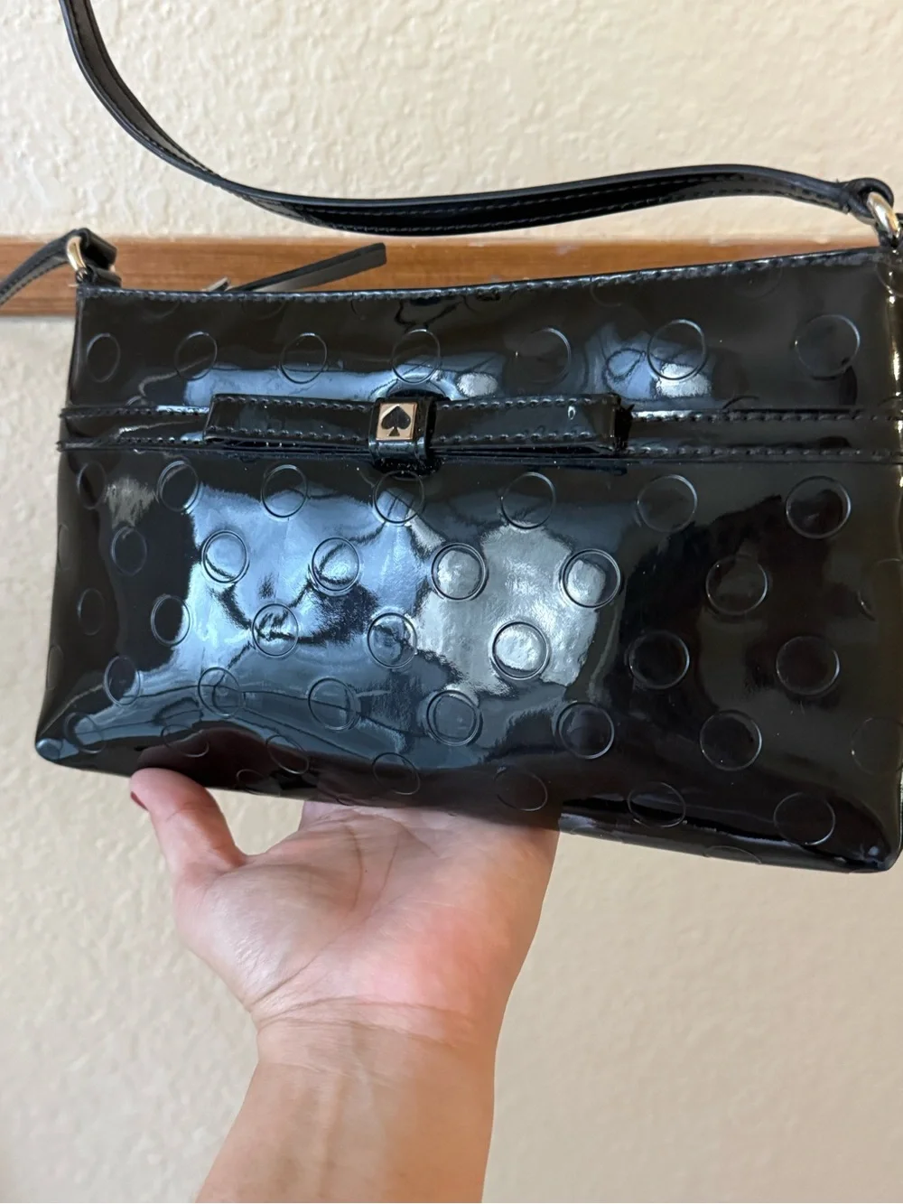 Kate Spade Camellia Street Amy Patent Leather Black Crossbody Purse Bag